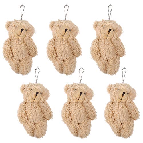 VALICLUD Mini Bears Plush Toys Stuffed Animal Keychain Teddy Bear Keychain Key Ring 6 Pcs