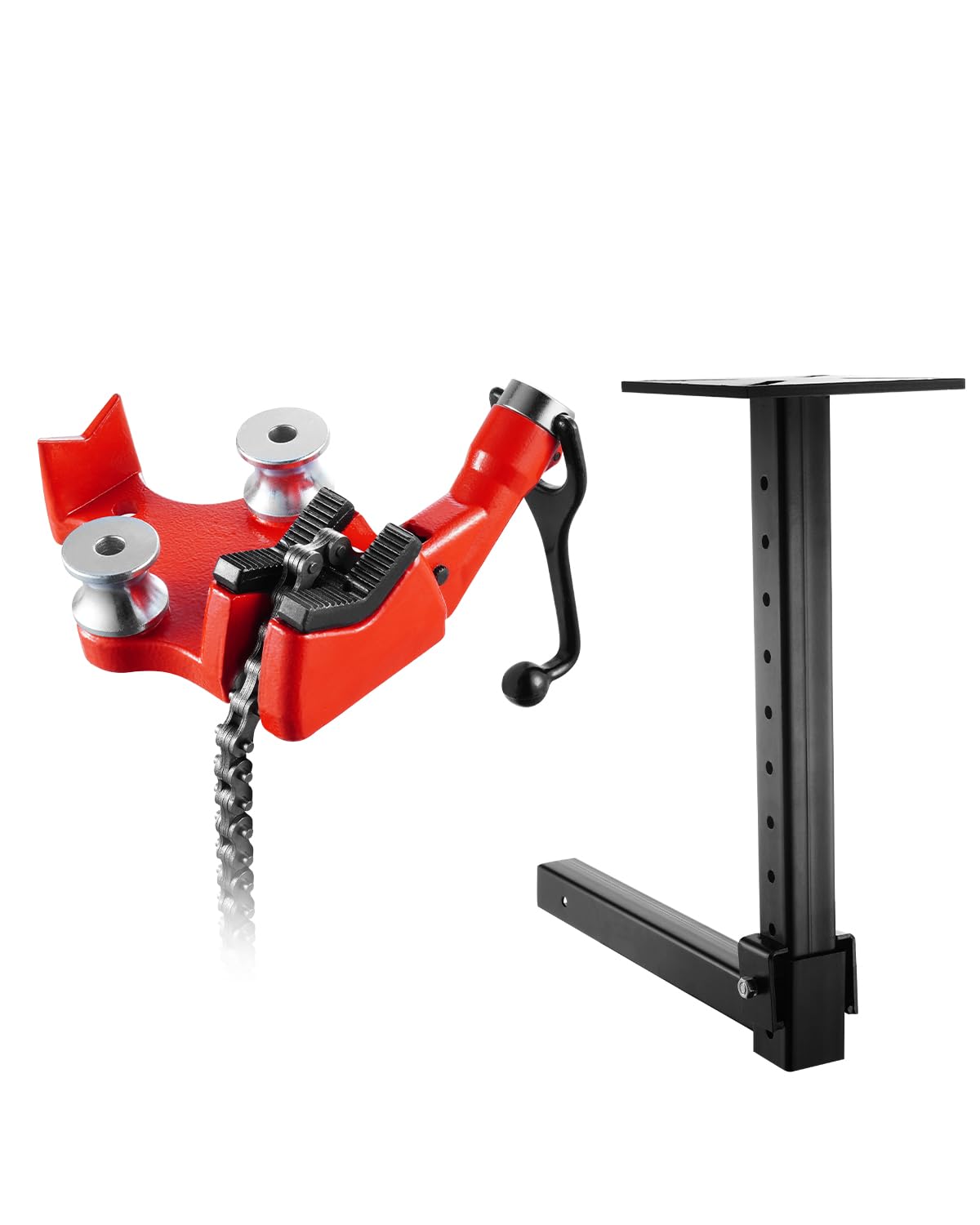 VEVOR Heavy Duty Chain Vice for Pipes, Holds 1/4" to 8" Pipe, 26" Heavy Duty Chain and Cast Iron Base, Hitch Mount