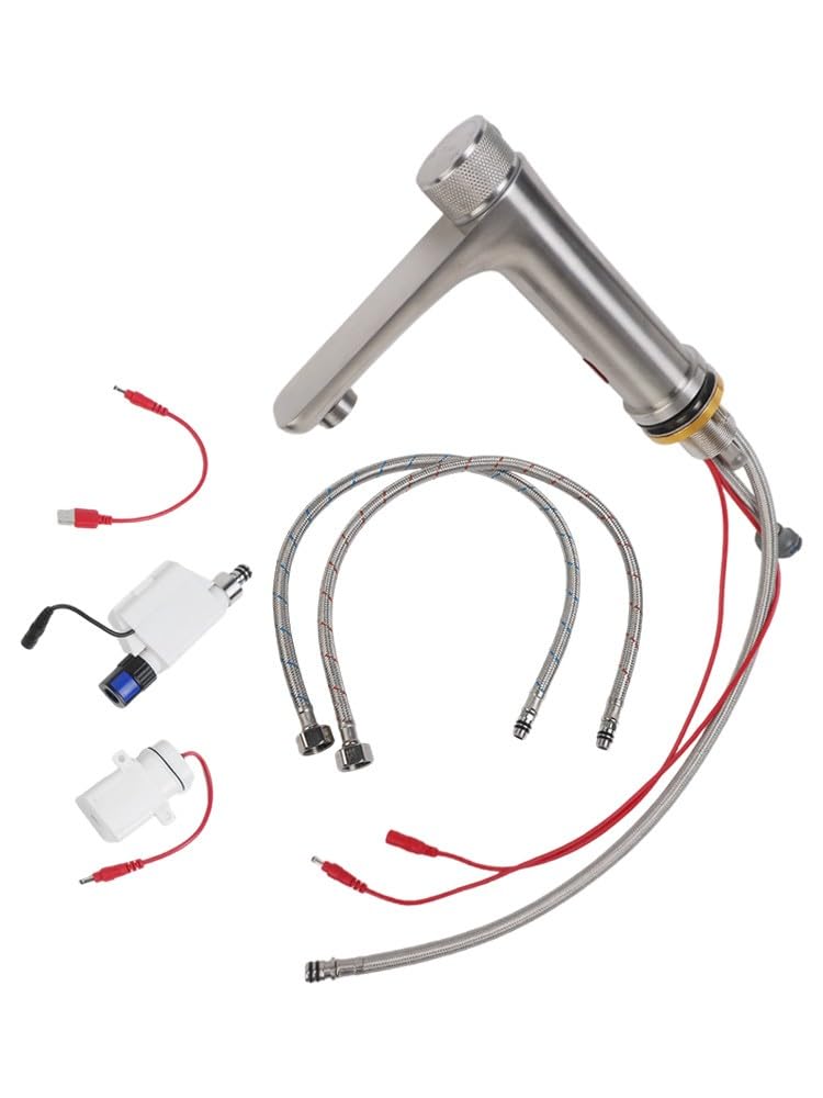 Sensor infrarrojo automático para grifo de agua, fregadero mezclador sin contacto de acero inoxidable 304, diseño de volante de mano de temperatura ajustable
