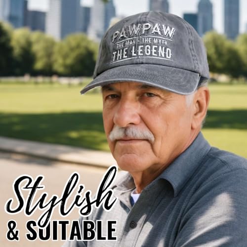 Image of Pawpaw Gifts Embroidered Cap, Funny Grandpa Gifts for Men, Adjustable Hat Gifts Accessory for Birthday & Christmas Grey