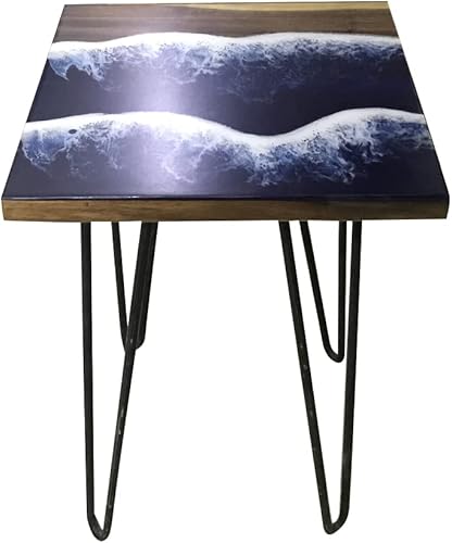 Miniatura 13 de Resina epoxi Decoración de borde natural Mesa de centro de extremo de madera Resina azul Extremo de río Artesanías hechas a mano Mesa Horquilla