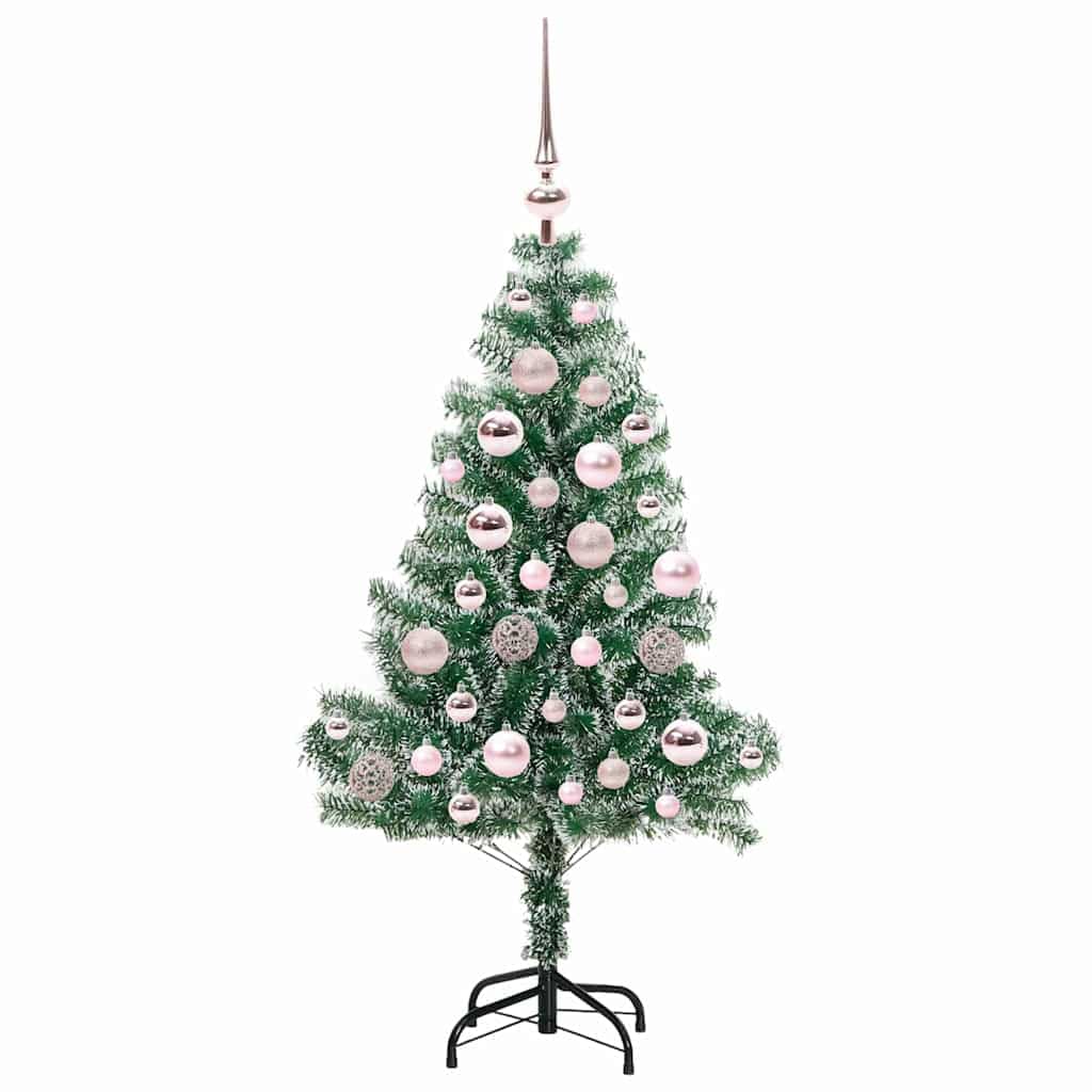 Sztuczna choinka z oświetleniem LED 120 cm, 230 polietylenowych końcówek, 150 diod LED w kolorze ciepłej bieli, USB 5 V, 8 trybów, z 61 bombkami do salonu, na taras i na zewnątrz