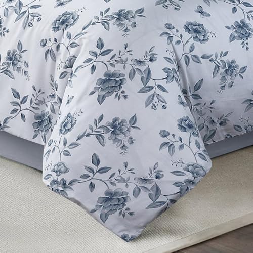 Majestic Giftware Madison Linen 4 Pcs 48" Full Size Duvet Bedding Set (BL100-48F-1-4pcs) Amalfi Orchard - Blue 300 Thread Count Cotton Sateen | 1 Fitted Sheet, 1 Duvet, 2 Pillowcases