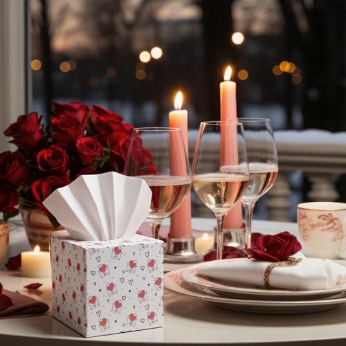 Image of Fuyoooo 12 Pack Wedding Party Supplies Facial Tissues Box Party Red Heart Cube Tissue Case for Wedding Table Decor Bathroom, Bedroom, Vanity Countertop, Night Stands, Desk(12 Packs of 50)