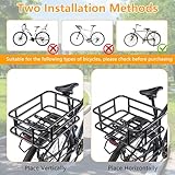 YUZINO Rear Bike Basket, Bike Rear Rack with PU Waterproof Line, Heavy Duty Bicycle Basket, Metal Cargo Bike Basket Bike Rear Rack for Most Bikes - Image 4