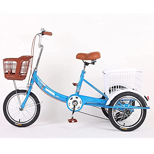 Triciclo para adultos de 1 velocidad, triciclos de 20 pulgadas con canastos delantero y trasero para recreo, compras, picnic y ejercicio miniatura 1