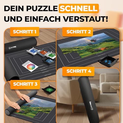 PEARWAY Puzzlematte 3000 Teile zum Aufrollen - inkl. Sortierschalen & sanft gleitender Oberfläche statt rauem Filz - Puzzle Matte… – Ansicht 3
