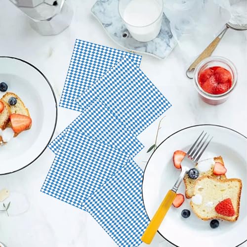 20 Stück Bayern Servietten,Oktoberfest Deko Servietten,Quadratische Serviettens In Blau & Weiß,Bayerische Motivservietten,Klassisches Karomuster Für Münchner Oktoberfest Bierzelten Tischdeko 33x33cm