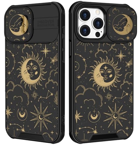 Image of Funermei for iPhone 12 /for iPhone 12 pro Case - Women Girls Cute Phone Cover Girly Pretty Aesthetic Sun Moon Stars Unique Design with Camera Cover Funda for Apple for iPhone 12 /for iPhone 12 pro