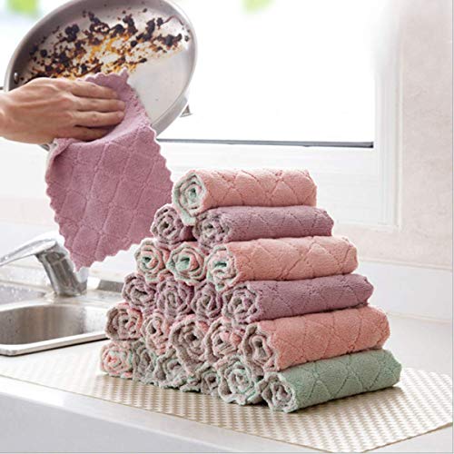 Niaini-20 High-end Kitchen Cloth Super Absorbent 100% Coral Fleece Dish Towel, Quick-Drying Super Soft Household Cleaning Cloth, Cloth,Dishcloth Towels Suitable for Household use