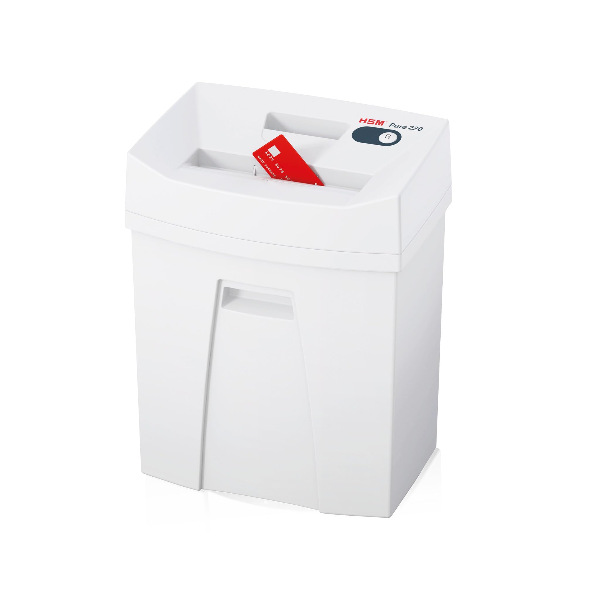 HSM Pure 220 Aktenvernichter I Partikelschnitt 4x25 mm I Sicherheitsstufe P-4 I Office Schredder für Papier, Kreditkarten, Heft- und Büroklammern I 25l Auffangbehälter I 7 Blatt I 5 J. Garantie