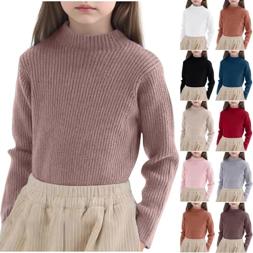 Boys Girls Mock Turtleneck Knit Sweaters Long Sleeve Casual Pullover T-Shirt Fall Winter Tee Tops for 1-13 Years2
