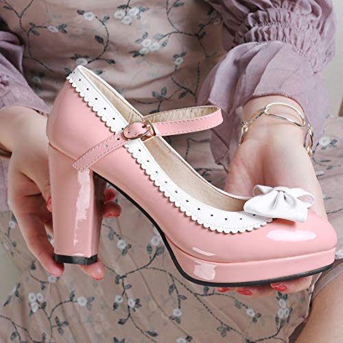 Caradise Womens Sweet Vintage Rockabilly Shoes Chunky Platform Mary Janes with Bows3