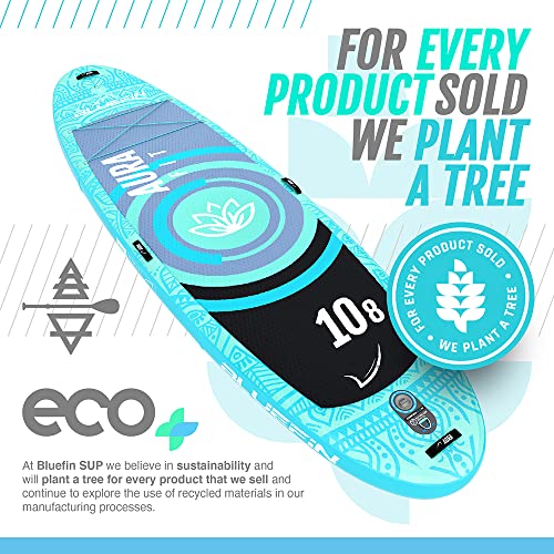 Bluefin Sup 10′8″ Aura Fit Stand Up Paddle Board Kit | 6" Thick | Fiberglass Paddle – Fitness & Yoga Paddle Board | Water Aqua Fitness | All Accessories | 5 Year Warranty #TOP2
