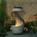 Sunlinua 37" Tall S-Shaped Outdoor Waterfall Fountain – Rainfall Water Fountain for Garden, Patio or Backyard Decor, Floor-Standing Resin Garden Fountains Water Feature with Flat Top for Plant Display