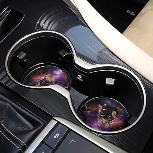 Posavasos para auto con gato en espacio, 2 unidades miniatura 7