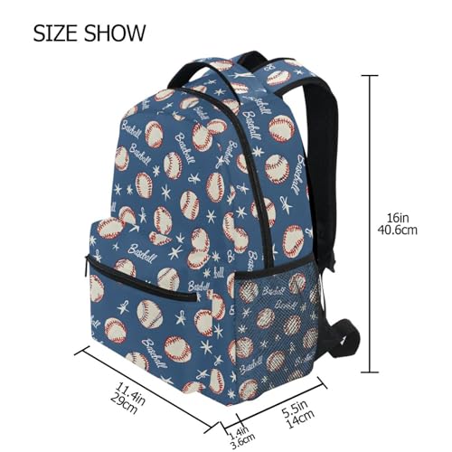 Blue Ball Baseball Star Backpack for School Boys Girls Adults Kids Bookbag Laptop Bag 15L4