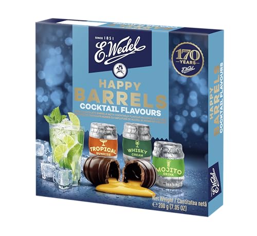 E.Wedel Chocolate Box |Cocktail Flavour | Happy Barrels Liqueur Chocolates Gift Box | Pack of 1 x 200g Chocolate box Luxury Chocolates Gift Box (Pack of 1 Cocktail)