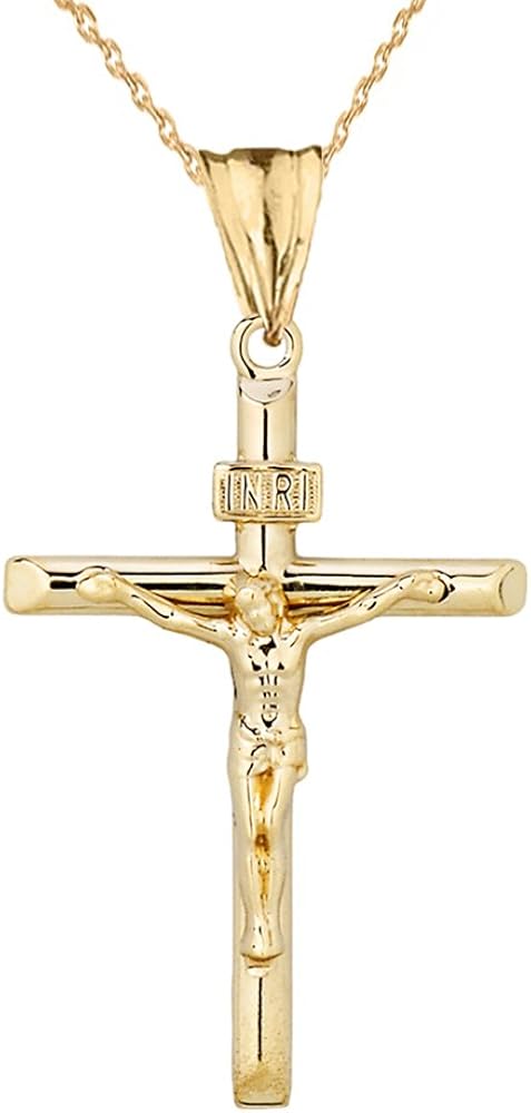 Amazon | 14K イエローゴールド 1-1/8インチ キリスト教カトリック