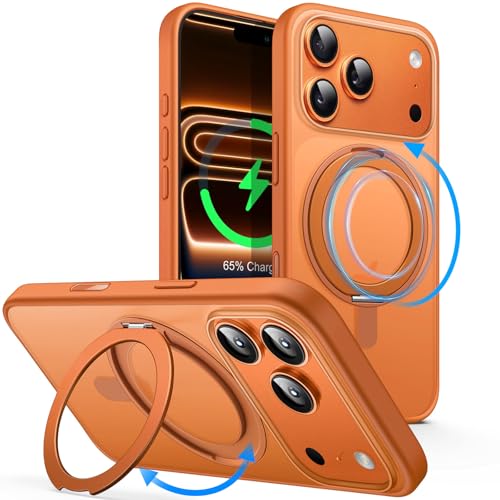 Housse iPhone 17 Pro Max fine avec porte-anneau orange et aimant MagSafe