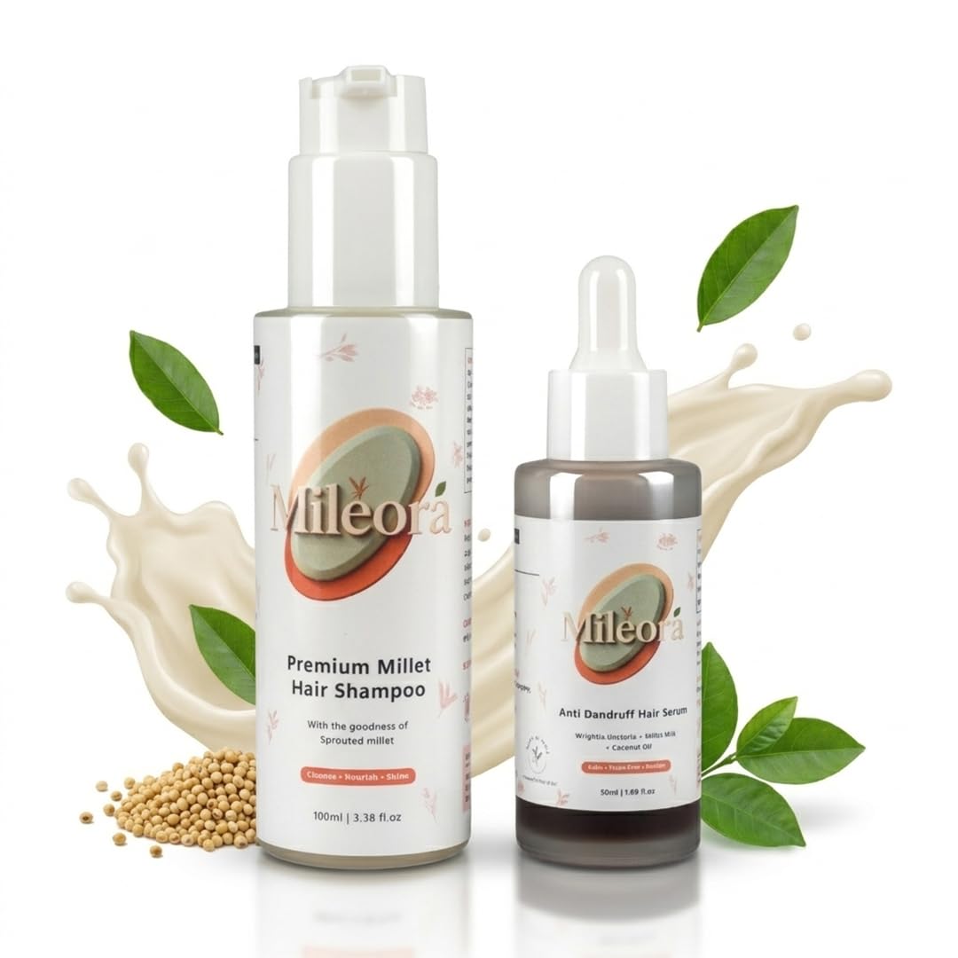 Anti Dandruff Hair Care Kit – Anti Dandruff Hair Serum + Millet Shampoo for Men & Women – Flake & Itch Control with Wrightia Tinctoria, Millet Milk & Coconut Oil – Sulphate & Paraben Free-image-41