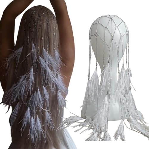 Elegant Feathered Hairband Unique Feathered Hair Chain Accessory Suitable For Various Celebrations3