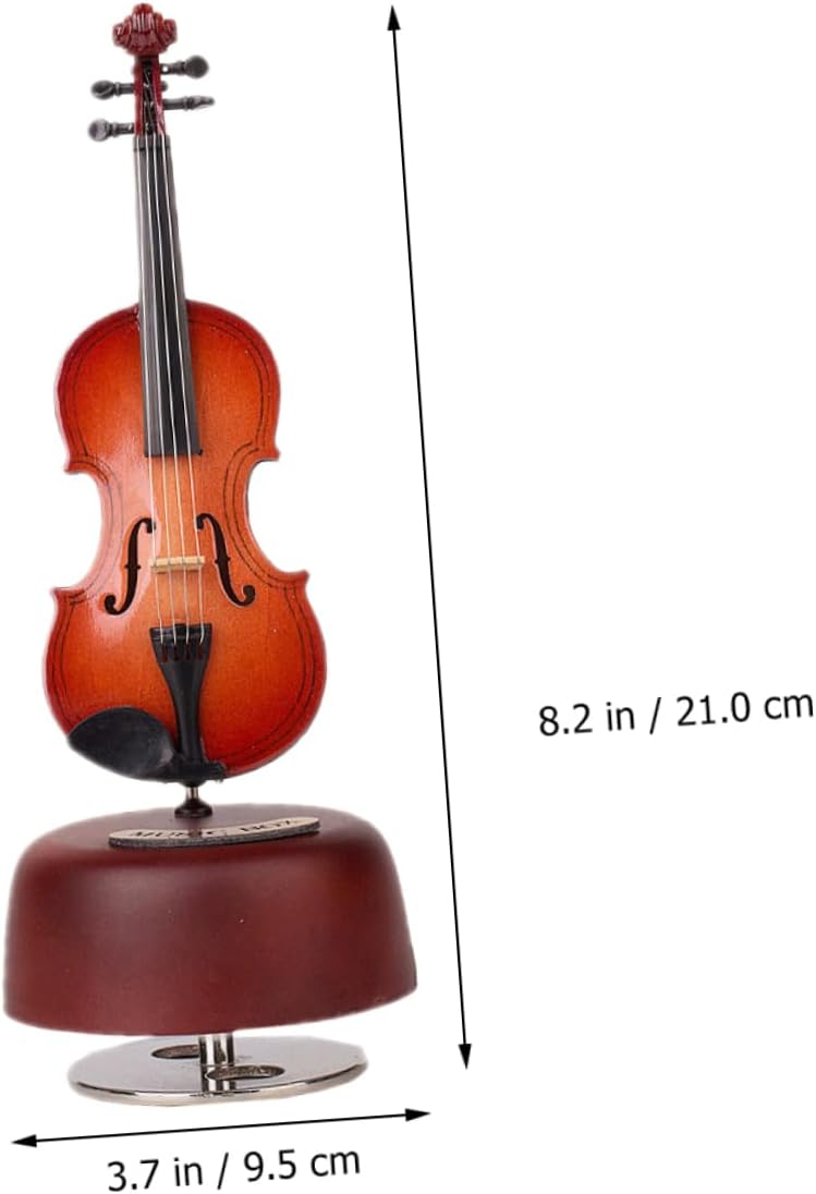 MAGICLULU Realistic Mini Violin Music Box Rotating Violin Model Modern Decor Accessory Safe for Family image 2