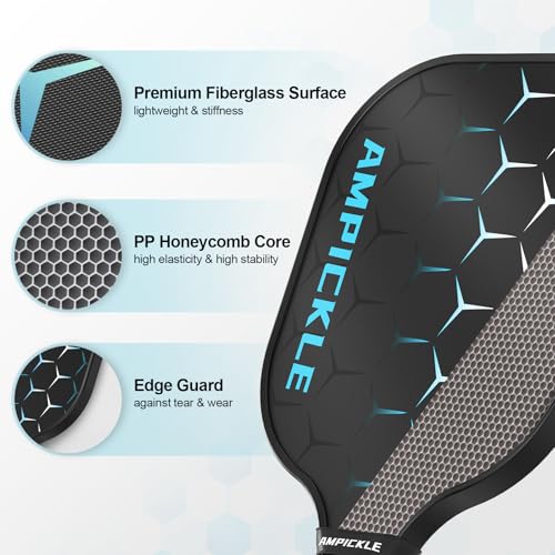 Image of Pickle Ball Paddle,Fiberglass Pickleball Paddle,Frosted Surface Pickleball Rackets, USAPA Standards,Oversized Sweet Spot Pickle Ball Paddle for Indoor Outdoor (B-Honeycomb Blue)