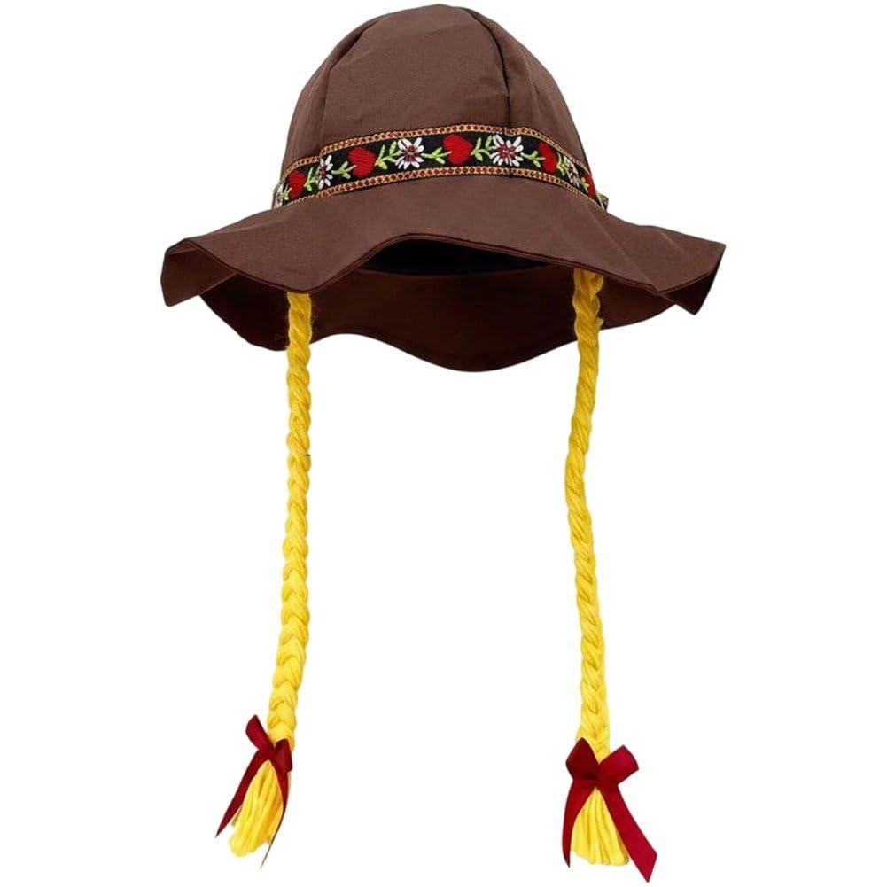 Sslvya Oktoberfest Hat with Braids Novelty German Beer Festival Party Hat Bavarian Oktoberfest Party Costume Accessories
