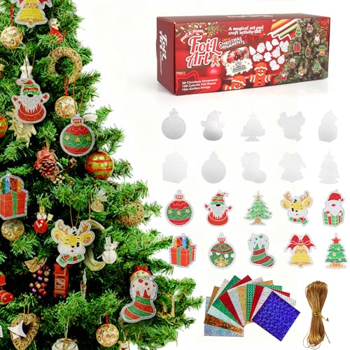 MECARE DIY Christmas Tree Decoration, Foil Art Craft Activity, Festive Holiday Craft Kits, DIY Christmas Balls Decor Creative Activity, Gifts for Girls & Boys Ages 4-14, and Up