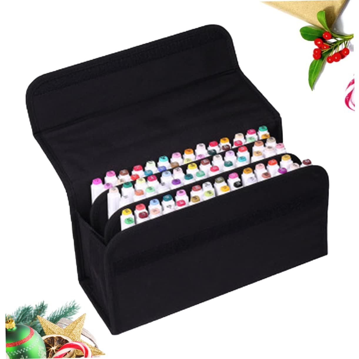 Astuccio Organizer per Pennarelli 80 Scomparti, Borsa Portatile Nera