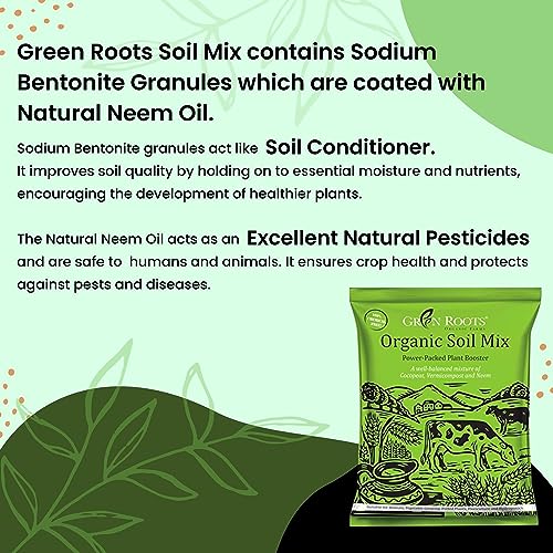 Image of Green Roots Organic Potting Soil Mix with Cocopeat, Vermicompost, Neem Granule, Plant Manure /Khad - 3 KG
