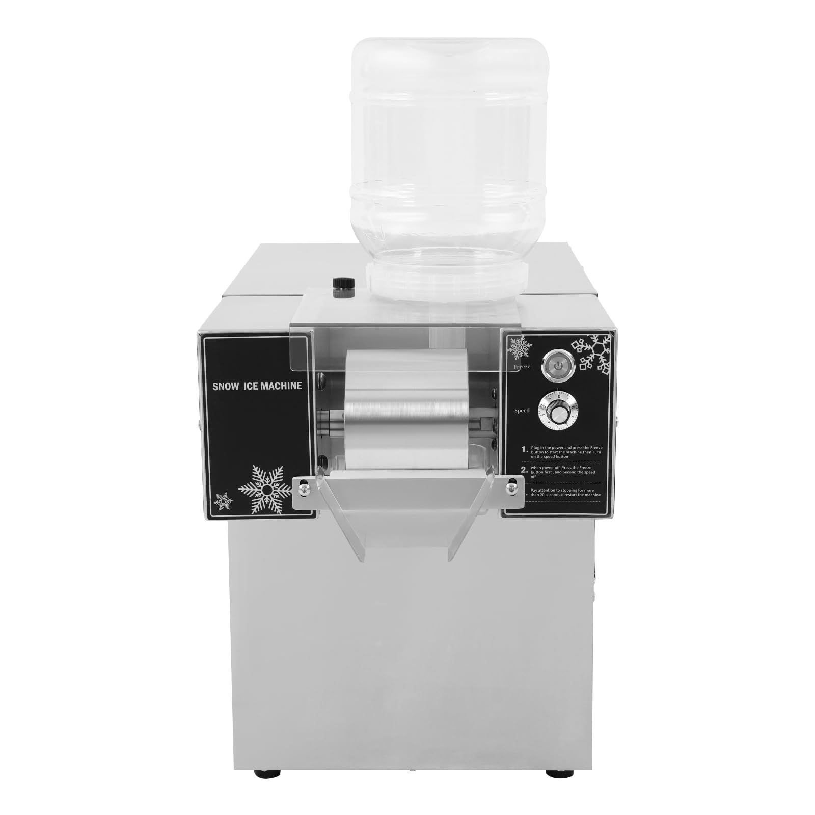 Máquina de hielo comercial de copo de nieve, 120 kg/día, máquina de hielo de copo de nieve 304, de acero inoxidable, compresor de refrigeración refrigerado por aire, 750 W/220 V (tipo botón)