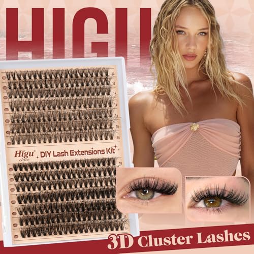 Higu clace Wimpern-Extensions, 280Pcs 30D+40D Lash-Extension-Set, Wimpern-Extensions-Set-7-tage halt mit Applikator und Wimpernkleber und Versiegelung (30D+40D Kit)