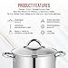 Stainless Steel Stockpot with Tempered Glass Lid 5 Quart, Durable 18/0 Stainless Steel, Impact-Bonded Base for Even Heating, Riveted Handles, Oven & All Stove Compatible, Safe Up To 500°F (260°C)