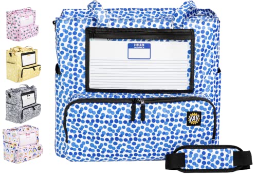 Image of YAY KIDDY Large Daycare Preschool Diaper Tote Bag with shoulder strap, insulated bottle pockets, Wet pocket and Name card