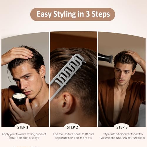 Peine Texturizador para Hombre, Dientes Anchos, Negro miniatura 5