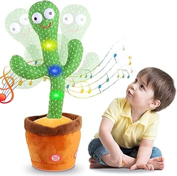 KZED Kids Dancing Talking Cactus Toys for Baby Boys and Girls, Talking Sunny Cactus Toy Electronic Plush Toy Singing, Record & Repeating What You Say with 120 English Songs and LED Lighting for Home Decor