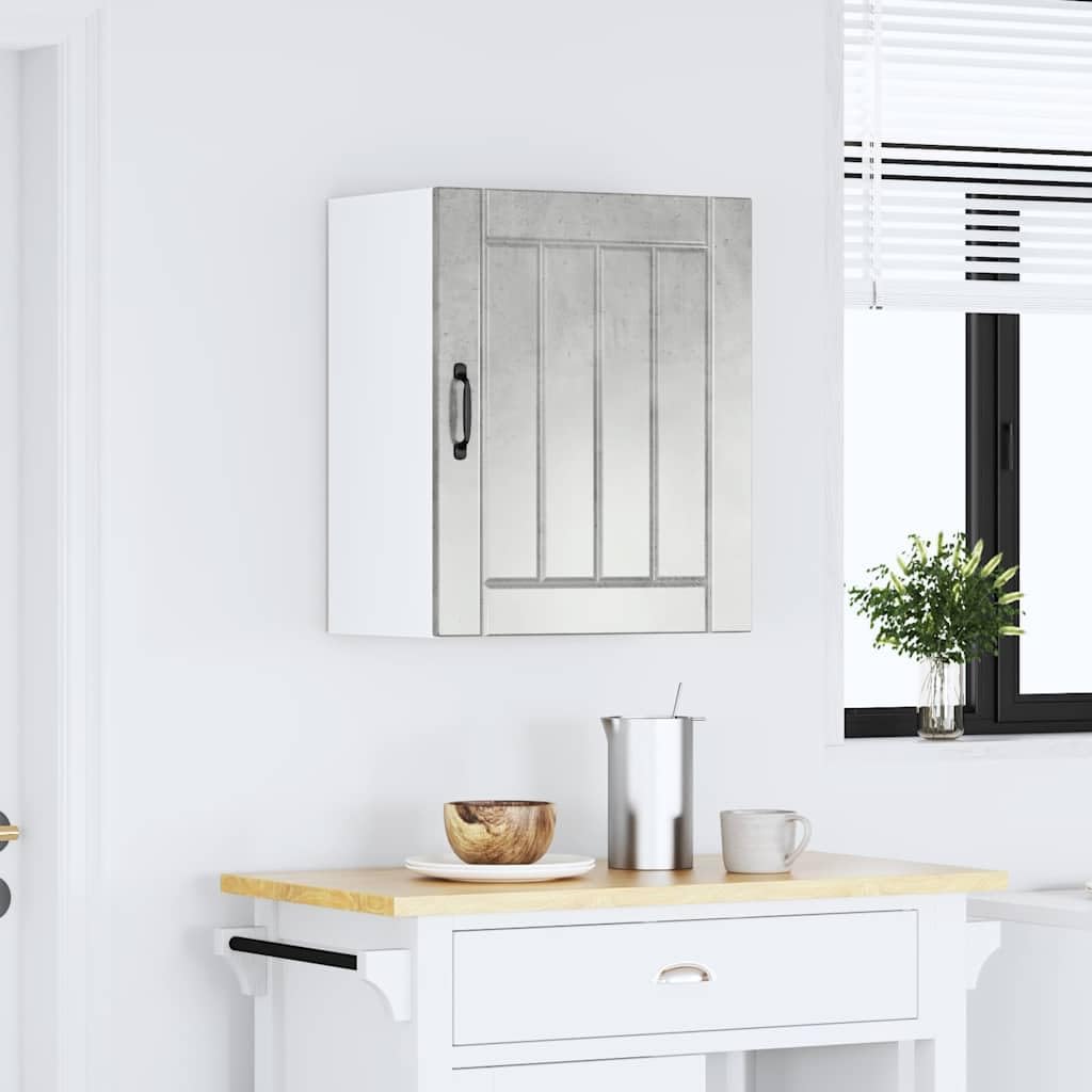 Küchen-Hängeschrank Lucca Betongrau aus Holzwerkstoff 50x31x60 cm mit Glastüren, Stauraum für Geschirr, Vorratsschrank und Organizer, ideal für Küche, Esszimmer und Kaffeebar