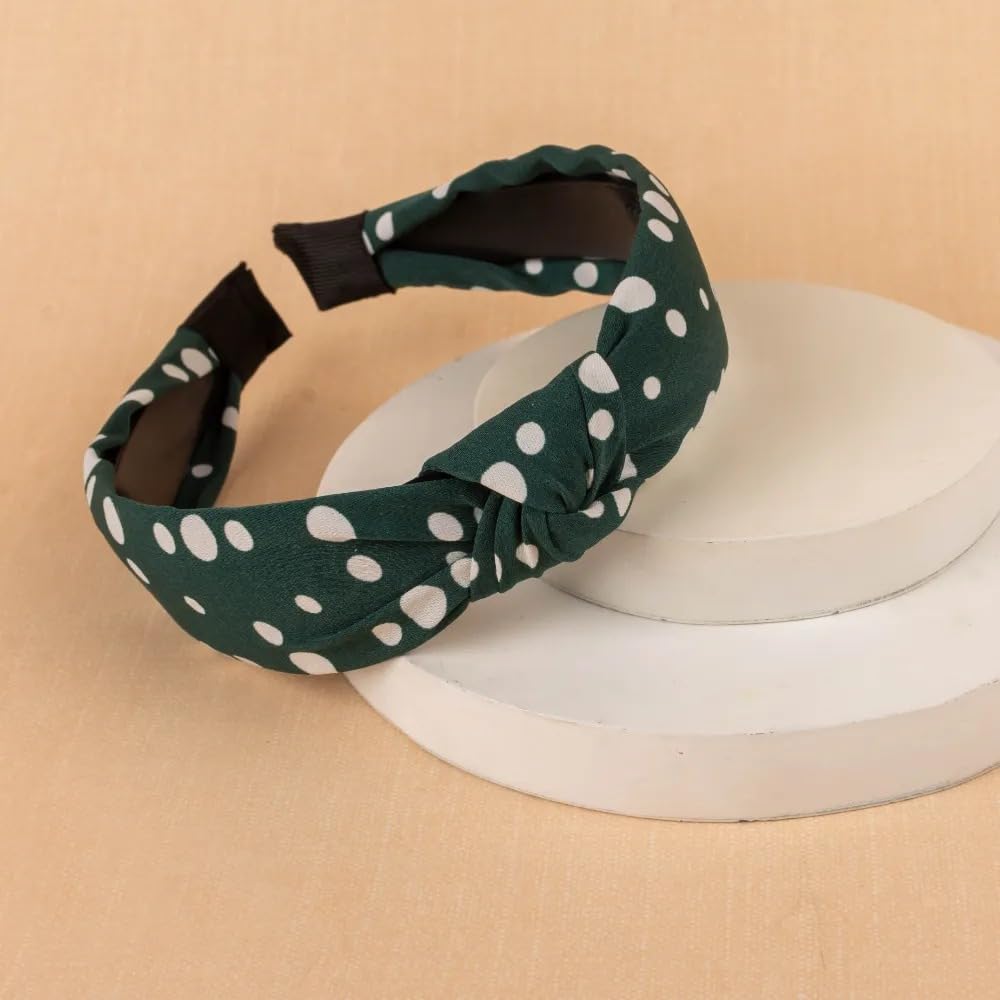 Stylish Polka Dots Green Hair Band For Girls And Women-image-4