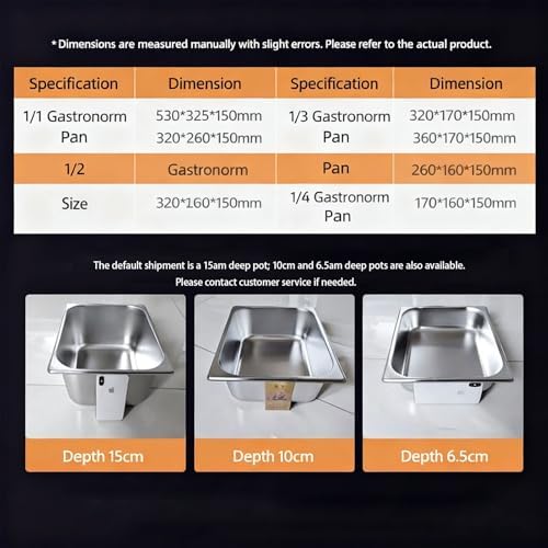 Energy Efficient Commercial Food Warmer - Heavy-Duty Large Capacity Stainless Steel Buffet Server for Restaurants & Catering Services - Durable, Reliable & Ideal for Events (A3-57x37x24cm)