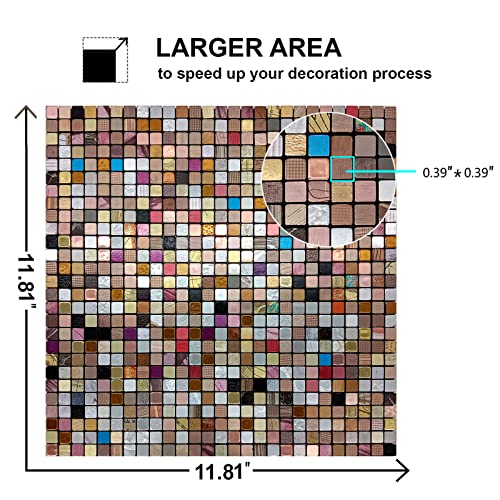 Xuaniny Peel And Stick Backsplash Tiles For Kitchen, Bathroom,Fireplace,Self Adhesive Metal Aluminum Mosaic (11.81"X11.81") (5, Colorful Mix) #TOP1