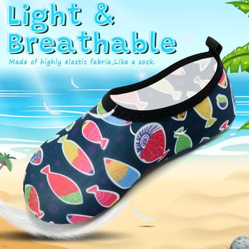 Image of VIFUUR Kids Water Shoes Girls Boys Quick Dry Aqua Socks for Beach Swim Outdoor Sports ColorfulFish-30 /31