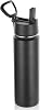 Volhoply 22 oz Insulated Water Bottles with Straw Lid, Stainless Steel Sports Bottle with Handle, Double Walled Metal Travel Water Cups with Wide Mouth, Reusable Water Flask for School(Black,1 Set)