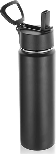 Miniatura 16 de Volhoply Botellas de agua aisladas de 22 onzas con tapa con popote, botella deportiva de acero inoxidable con asa, tazas de agua de metal al vacío