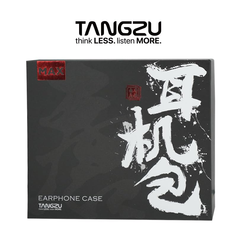 Image of TANGZU Premium Leather Earphone Case, Water-Resistant Portable Earbuds Storage Case for Earphones, Audio Accessories, Eartips and Cables, Black-Max