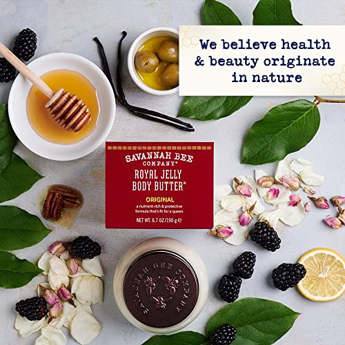 Savannah Bee Company Ultra-Rich Royal Jelly Body Butter Original Formula Set: Deeply Moisturizes, Nourish & Revitalize Skin with Sweet Fragrance of Blackberries & Velvety Vanilla (6.7 Oz & 1.65 Oz)