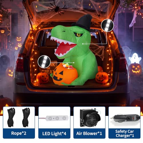 Garvee 4.5FT Halloween Inflatables Dinosaur Trunk or Treat Car Decorations - image 3