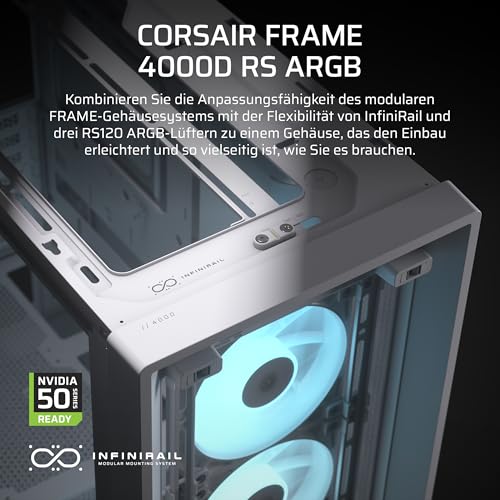 CORSAIR Frame 4000D RS ARGB Modulares Mid-Tower ATX PC-Gehäuse – Weiß