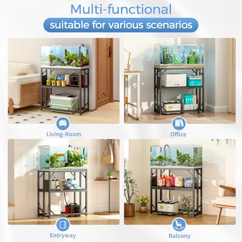 Image of METYERRY 20-29-37 Gallon Fish Tank Stand with Power Outlet,Adjustable Aquarium Stand, Heavy Duty Terrarium Stand,Metal Frame Reptile Turtle Tank Stand Suitable for Home Office,600LBS Capacity, Black